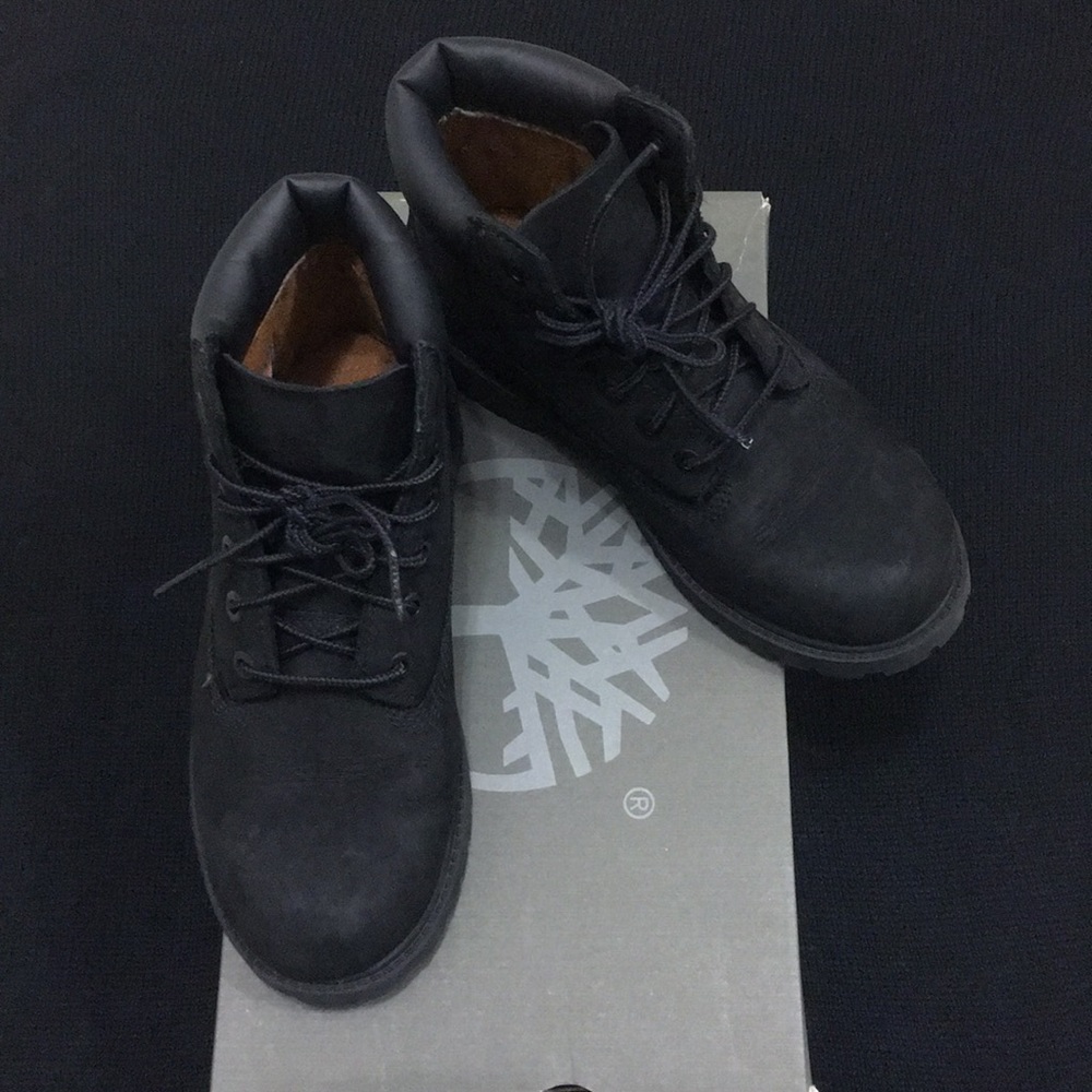 Youth all black Timberlands